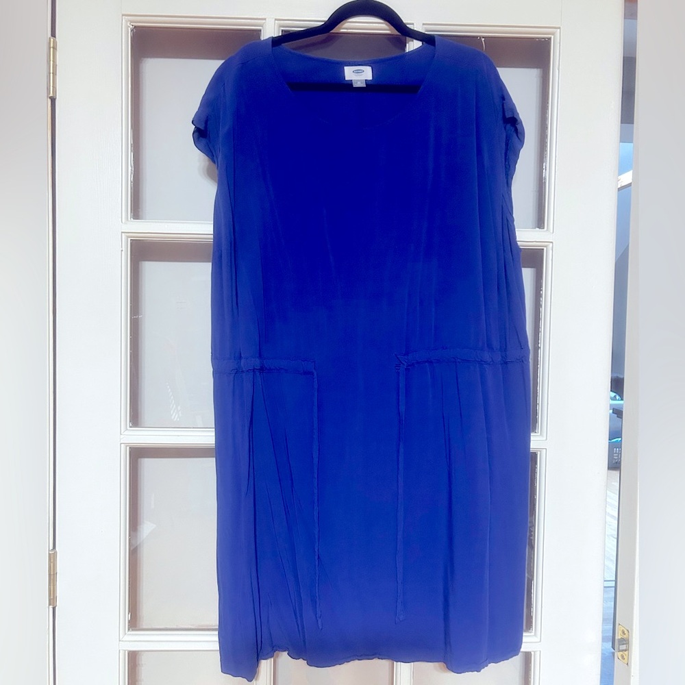 GUC Old Navy Tie Waist Shift Dress Plus Size 3X Cap Sleeve Ultraviolet